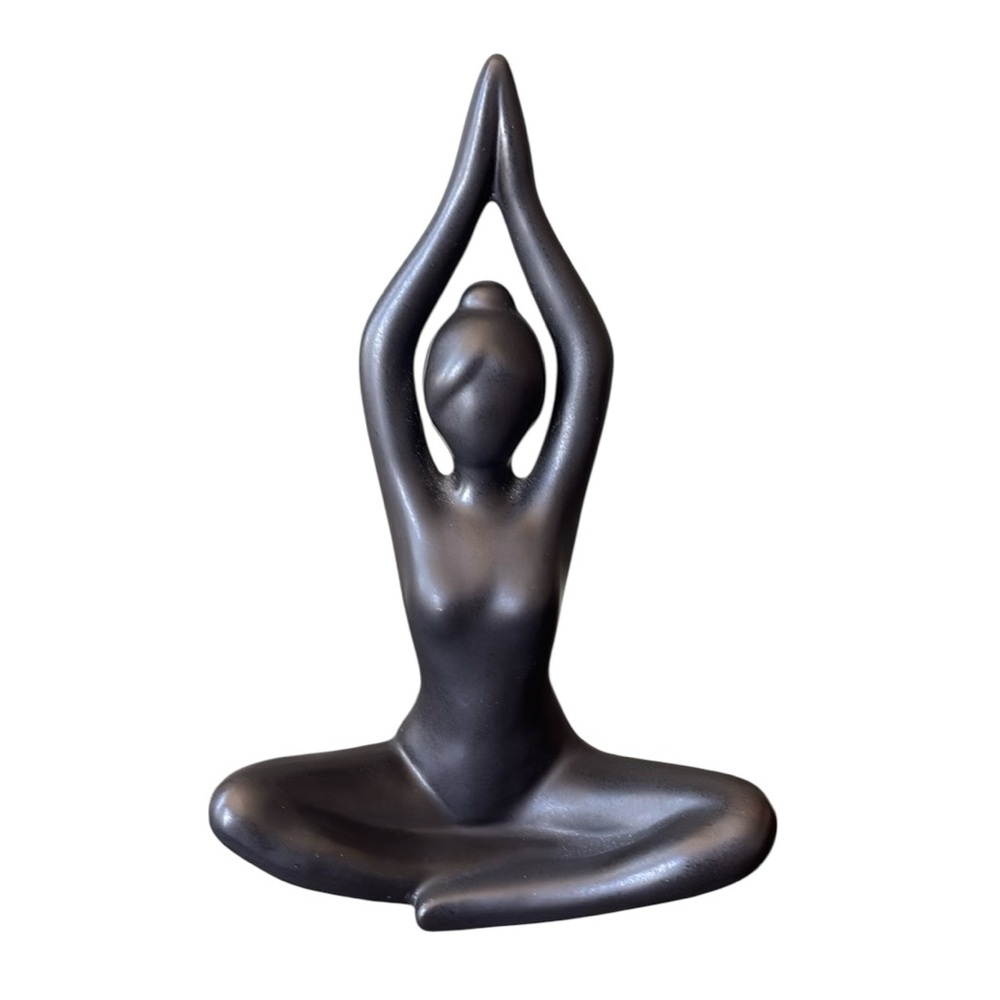 Yoga Figurine Lotus Anjali Mudra Prayer Hands Black Statuette Yoga Decor